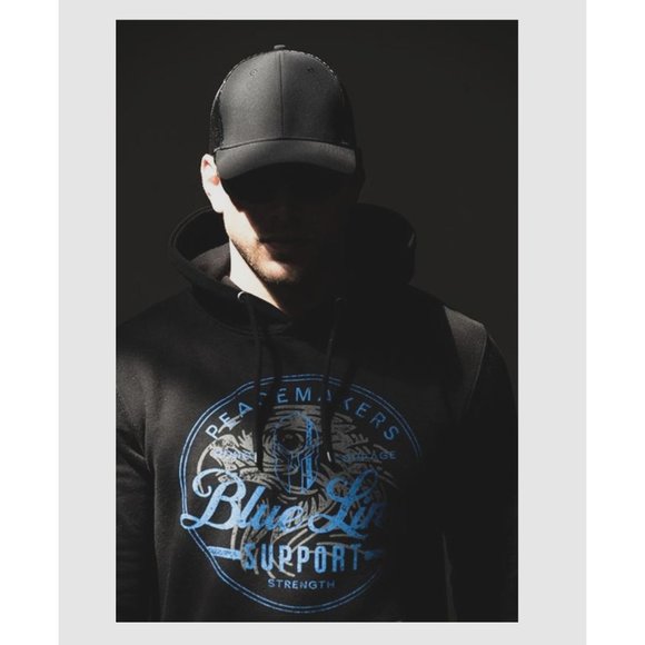 HOWITZER MENS BLUE 'BACK THE BLUE' DISTRESSED GAPHIC HOODIE - NWOT - - Picture 5 of 7